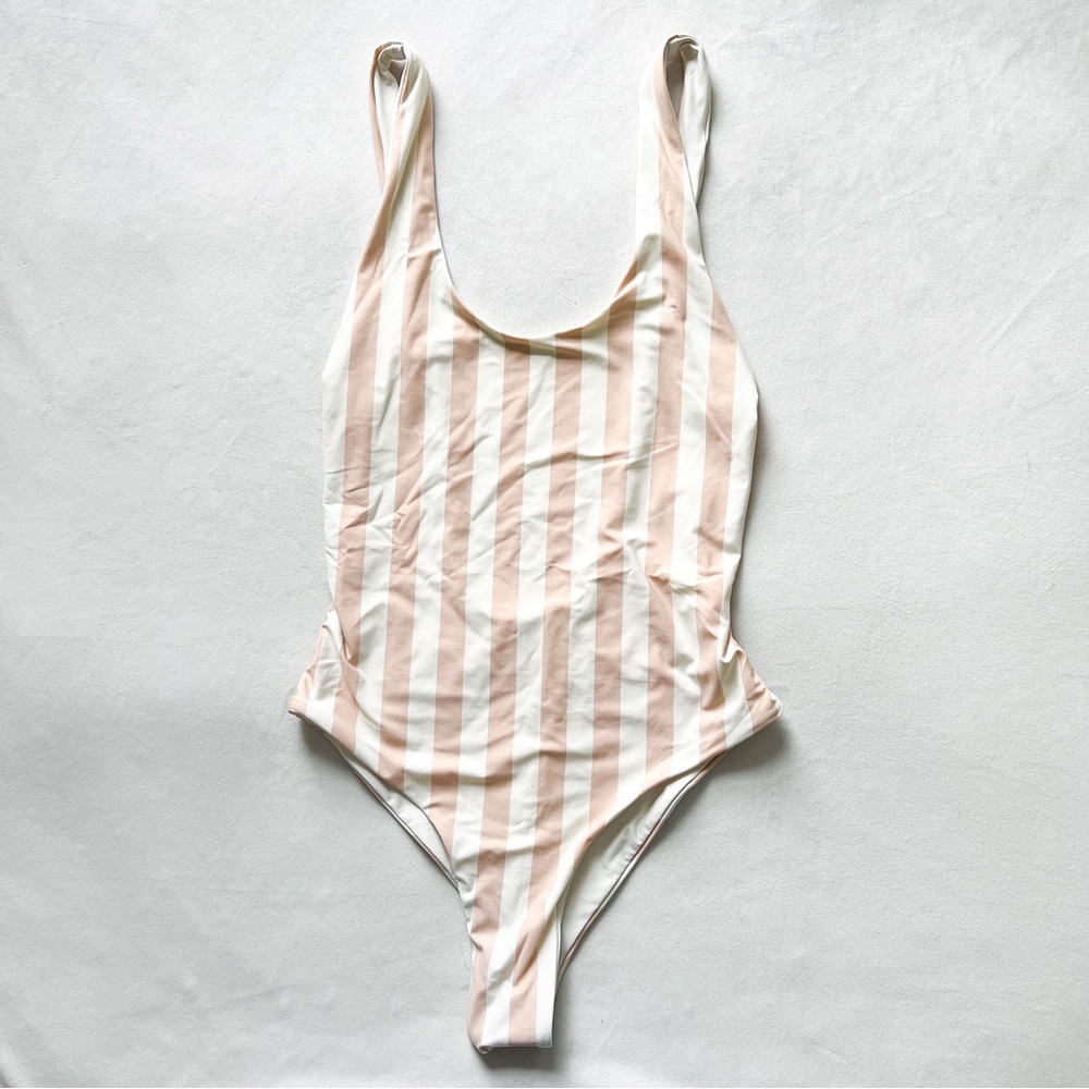 Striped Pink & White One-Piece Swimsuit